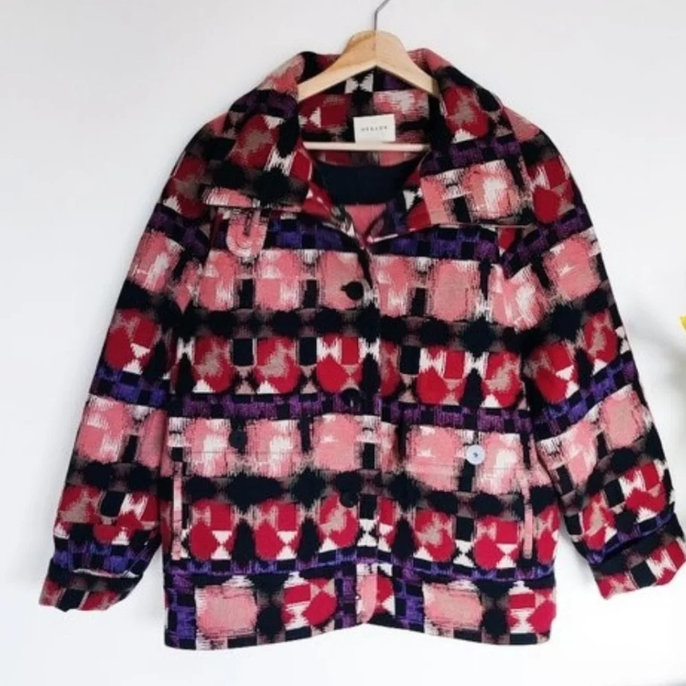 SÉZANE Leo Aztec Rose Pink Purple Jacquard Oversized Jacket New Without Tag RARE